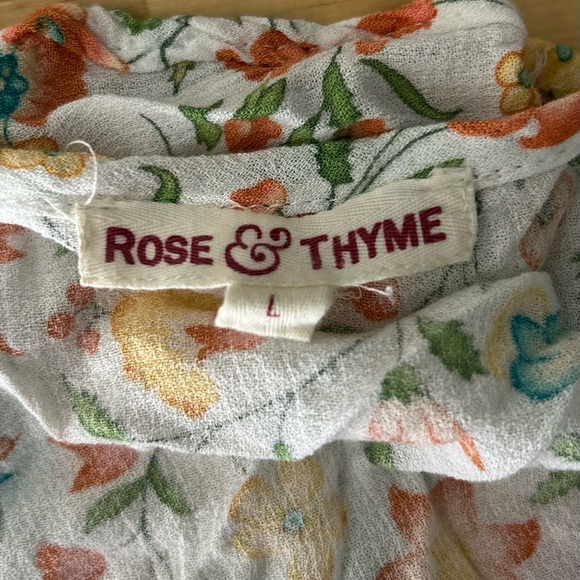 Rose & Thyme V-neck bell sleeve floral top L - Picture 6 of 6